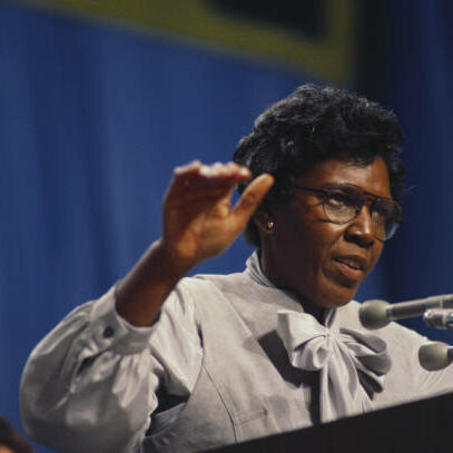 American politician and Civil Rights leader US Representative Barbara Jordan (1936 - 1996) delivers the keynote speech at the National Women's Conference, Houston, Texas, November 18, 1977. (Photo by Sam Pierson/Photo Researchers History/Getty Images)